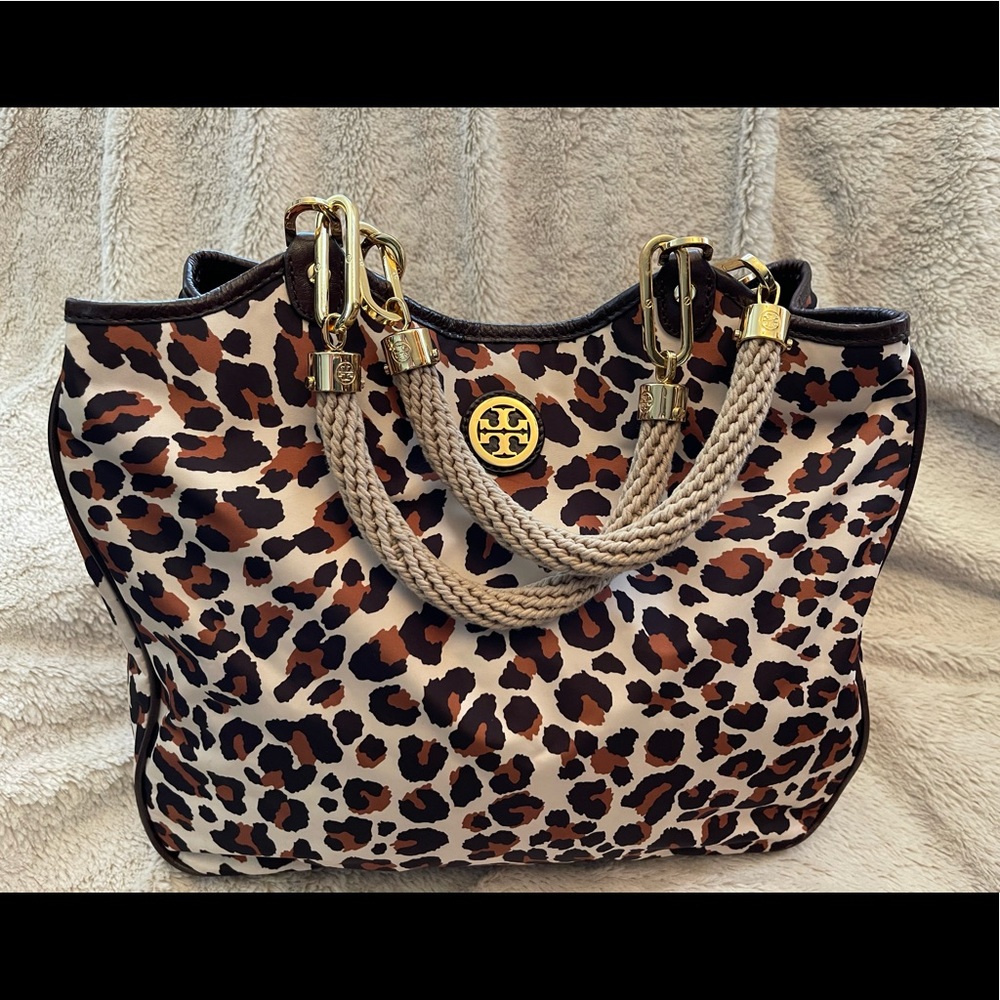 Tory Burch Channing Leopard Print Nylon Tote
